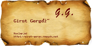 Girst Gergő névjegykártya